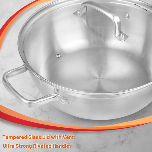 Olla Profesional De Acero Inoxidable, Olla De 5.7 Cuartos De