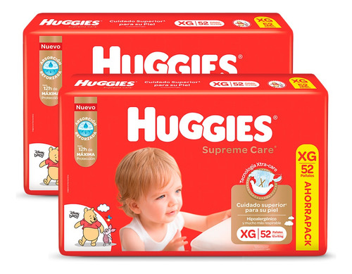 Pañales Huggies Supreme Care Ahorrapack M G Xg Xxg Xxxg X 2