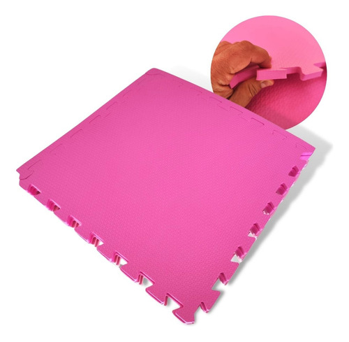 Kit 12 Placas Tapete Piso Tatame Eva 50x50x1 Cm Menina Rosa Cor Rosa Bebê E Rosa Pink