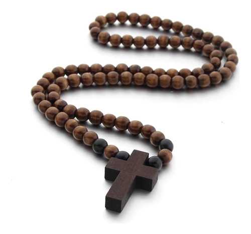 Colorful Bling Classic Natural Wood Beads Cruz Colgante Para