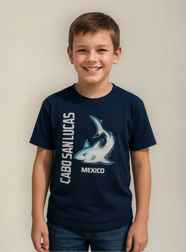 Playera Yazbek Tiburón Marino Niños 100% Algodón