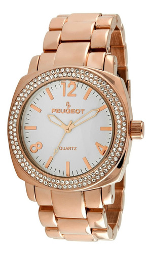 Reloj Mujer Peugeot 7075rg Cuarzo Pulso Dorado En Acero