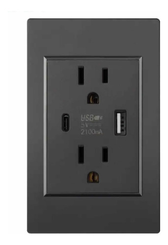 Interruptor De Pared Doble. Con Carga Usb Y Tipo C. 5v. 2.1a