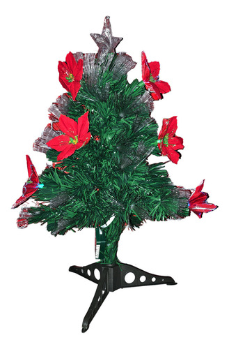 Arbol Navidad Nevado Luminoso Decorado Con Fibra Optica 60cm