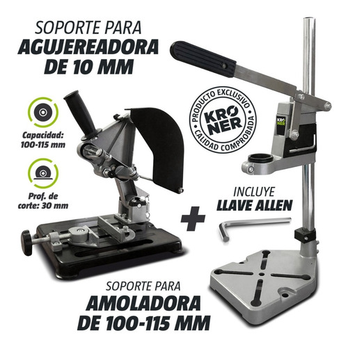 Imagen 1 de 7 de Combo Soporte Taladro + Soporte Amoladora - Apto Banco
