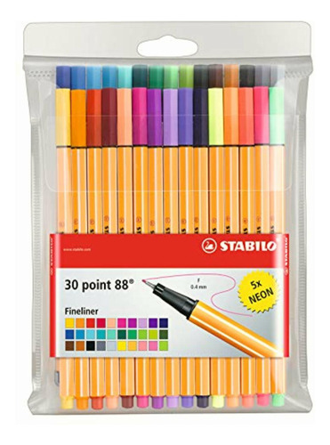 Stabilo Point 88 Fineliner Pens, 0.4 Mm - 30-color Set