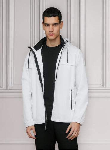 Chaqueta Ligera Con Gorro Blanco Calvin Klein