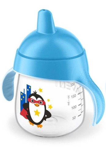 Vaso Pinguino Entrenador Avent 9oz Boquilla Rigida 9m+ Azul