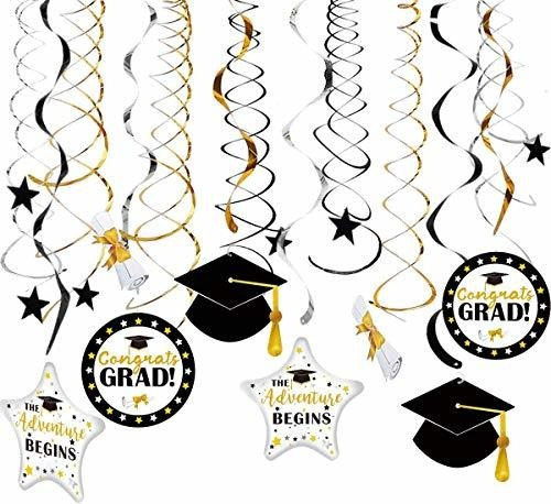2021 Oro Negro Plata Decoraciones De Graduación Remolinos Co