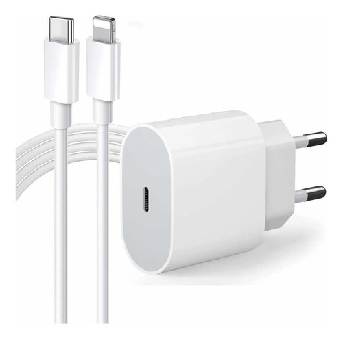 Cable fuente compatible para iPhone X, Xr, 11, 12, 13, 14, USB-C, 20 W, color blanco