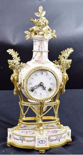 Reloj Guarnición Antiguo Estilo Imperio Frances Porcelana
