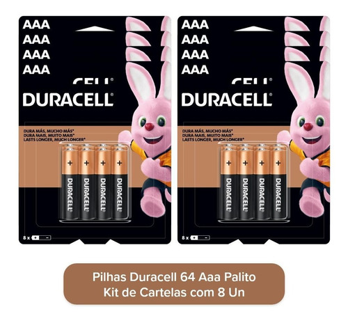 64 Pilhas Duracell Palito Aaa Cartela C/16econopack Original