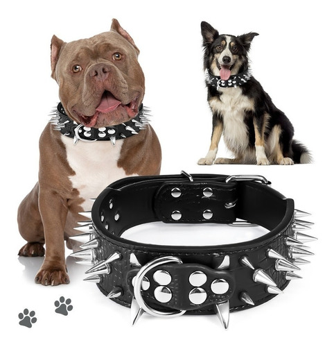 Collar Para Perro Con Picos De Metal Cuero Con Estilo.