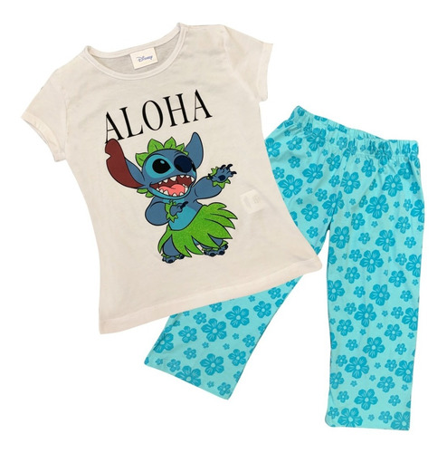 Conjunto Pijama Para Niña De Stich Stitch Algodón Cómoda