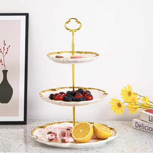 Bandeja De Porcelana 3 Niveles Soporte Para Cupcakes Floral 12.2 Pulgadas (3 Niveles)