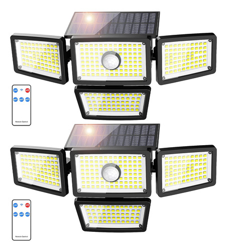 Luces Solares 3000 Lm Exteriores, 4 Cabezales Ajustables