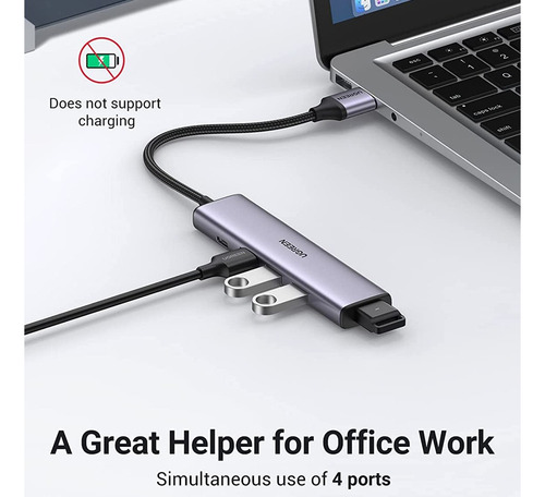 Hub Ugreen Adaptador Usb 3.0 Para 4x Usb 3.0 Cinza