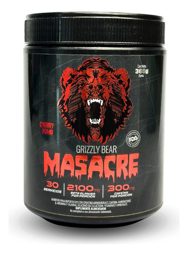 Pre Entreno Masacre 365gr 30 Servicios - Grizzly Bear