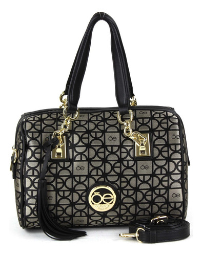 Bolsa Bowling Para Mujer Cloe Con Trama Icónica Color Negro