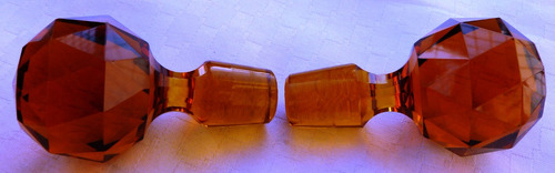 Monijor62-antiguo Art Deco 2 Botellas Cristal Facetado Ambar (Usado)