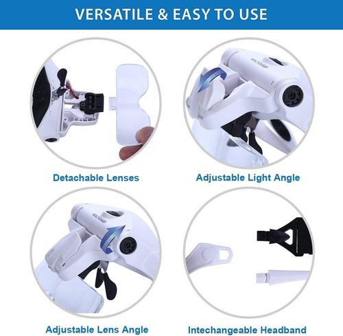 Lupa De Cabeza Led Recargable Luz De Lupa De Relojero Joyero