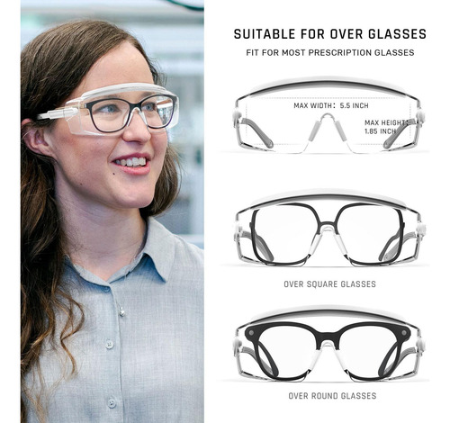 Gafas De Seguridad Sobre Anteojos Transparentes Antivaho