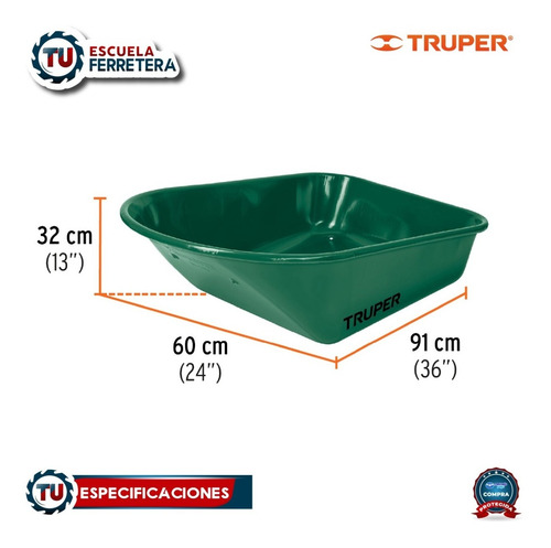 Carretilla 4.75 Ft3 Neumática, Bastidor Tubular,truper 11761