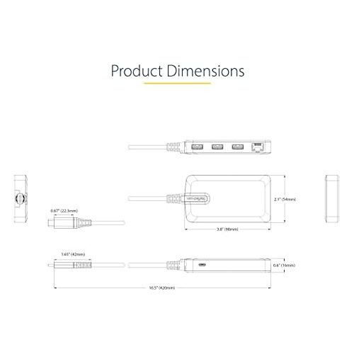 Hub Usbc De 3 Puertos Ethernet, 3 Puertos Usba, Rj45 Gi...