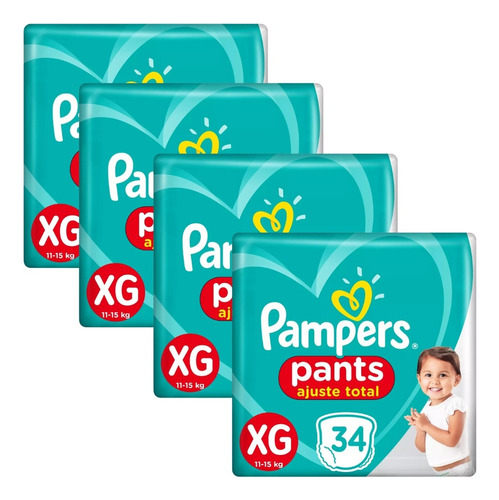 4un Pampers Pants Confort Sec Talle Xg X 34 Pañales