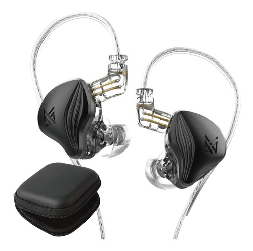 Fones de ouvido Kz Zex com capa de ouvido Micro+, preta e preta