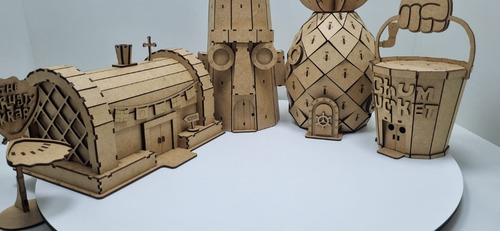 Miniaturas Coleção Bob Esponja Quebra Cabeça 3d Em Mdf