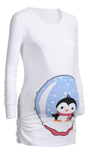 Camiseta Feminina De Manga Comprida Com Pinguim E Roupas Par