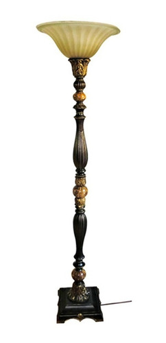 Lampara De Pie Estructura Chocolate Pantalla Beige