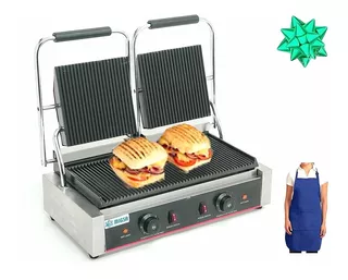 Plancha Panini Doble Acero Inoxidable Migsa Bn-813 + Regalo