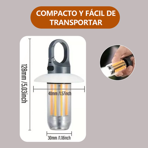 Luz Cálida 225lm Led Retro Lámpara Camping Usb Recargable