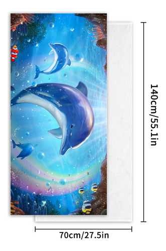Toalla De Playa Con Estampado De Microfibra, Estilo Delfin1