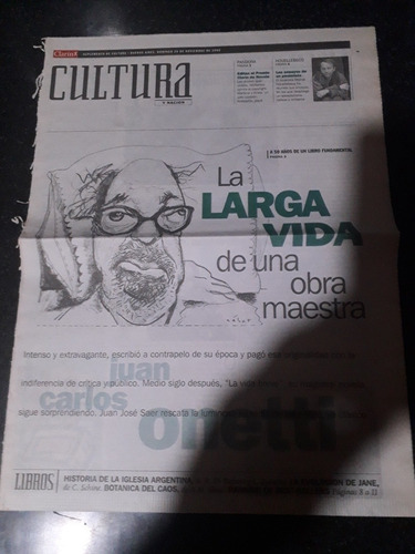 Clipping Diario Clarín Cultura 26 11 2000 Carlos Onetti    