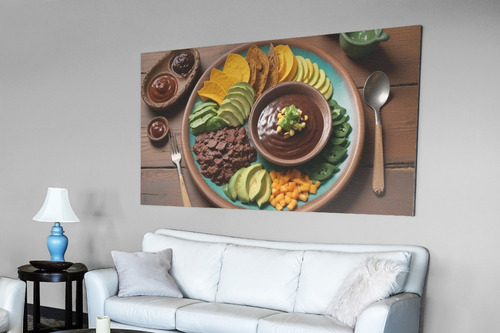 Cuadro Decorativo Canvas Frijoles Y Totopos En Plato 45x30