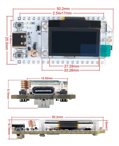 Placa Oled Diymalls Lora Esp32 De 915 Mhz, V3, Tipo C, Sx126