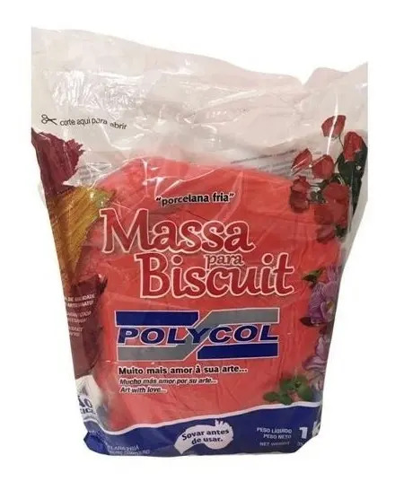 Massa Para Biscuit 1kg Cor Vermelho Cod.182 Polycol