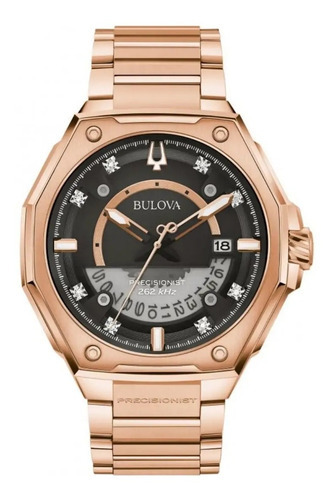 Reloj Bulova Caballero Precisionist Series X 97d129 E-watch Color de la correa Oro rosa Color del fondo Negro