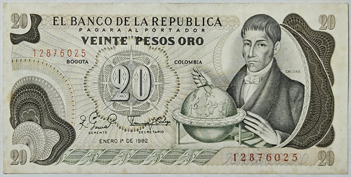 Billete 20 Pesos 01/ene/1982 Colombia Au