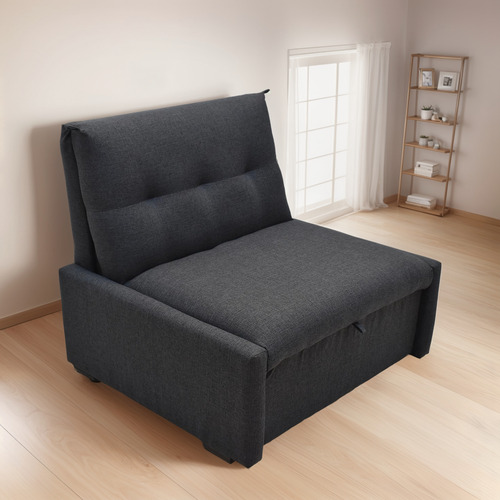 Sillón Cama 1 Plaza Sin Apoya Brazo Gris Oscuro Chenille Gris Oscuro