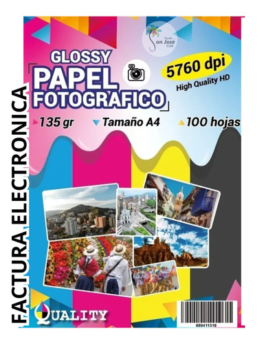 100 Hojas Papel Fotográfico Brillante Glossy 135 Gr A4 Fotos