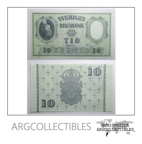 Suecia Billete 10 Koronas 1954 Pick 43 B (firma 1) Au