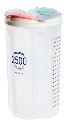 Pote Plástico S/ Bpa C/ 4 Divisórias P/ Alimentos - 2500 Ml