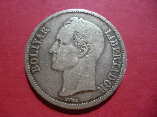 Imagen 1 de 2 de Moneda De Plata, Colección, Fuerte 5 Bolívares, Año 1935
