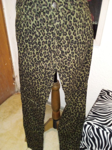 Pantalón Gabardina Licra Leopardo Chupín Tiro Alto Nuev,jean