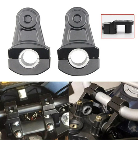 Elevador De Manubrio Universal Para Motocicleta 22/28mm Negro