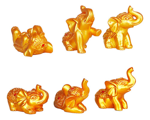 Elefante Dorado Gold X 6 Decoraciòn Prosperidad Suerte 